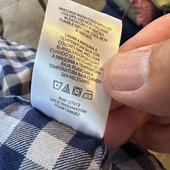 Orvis Large Blue and Charcoal Plaid Long Sleeve Button‎ Down Shirt - Picture 5 of 7